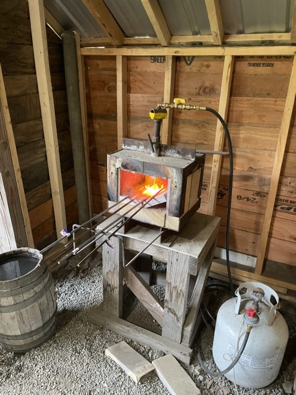 Our first project in the forge getting hot.